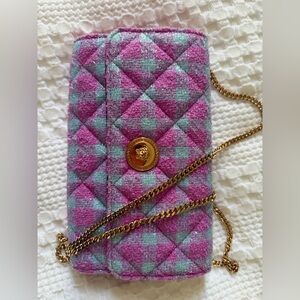 Versace Pink and Blue Quilted Crossbody Bag